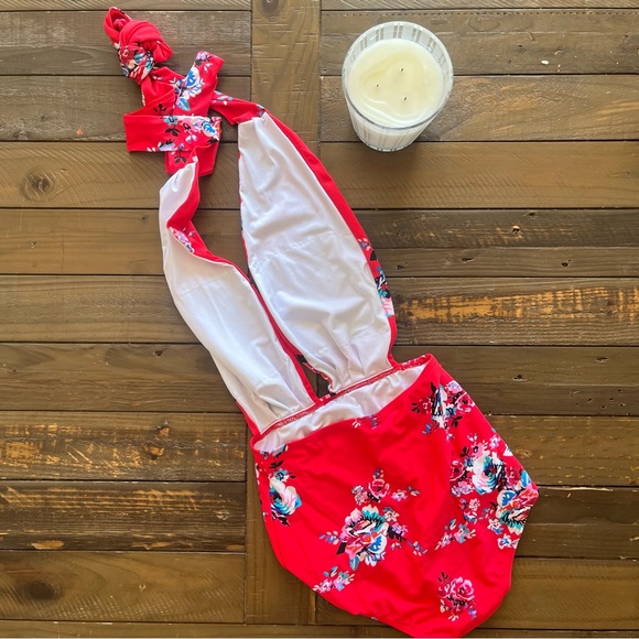 COCOSHIP Retro One Piece Backless Bather Swimsuit High Waisted Pin Up Swimwear - Picture 6 of 6